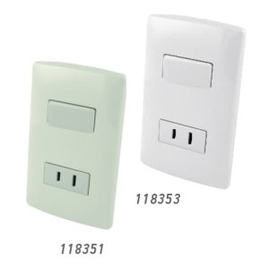 Contacto polarizado y apagador sencillo de tecla con placa plástica