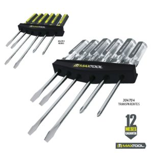 Desarmadores con mango gris, juego de 6 piezas